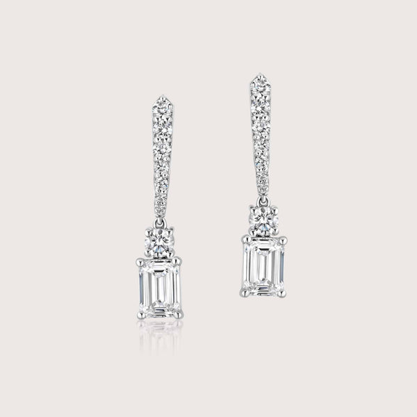 Dangling Emerald Diamond Earrings image 0