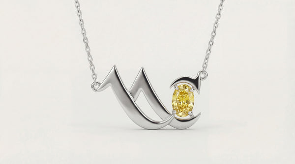 MAGDAK Pendant Fancy Yellow Oval Cut Diamond