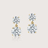 Duo Round Diamond Earrings - Gold image