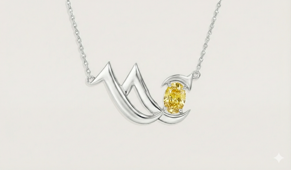 MAGDAK Pendant Fancy Yellow Oval Cut Diamond