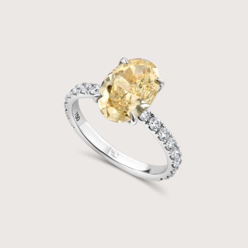 Solitaire Yellow Stone Oval Diamond Ring