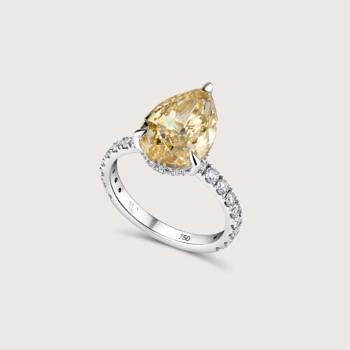 Solitaire Yellow Stone Pear Diamond Ring