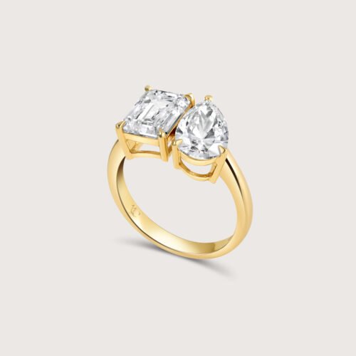 Solitaire Duo Pear and Emerald Diamond Ring