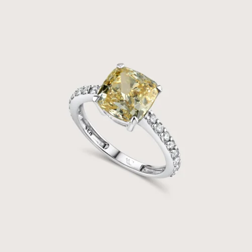 Solitaire Yellow Stone Princess Diamond Ring