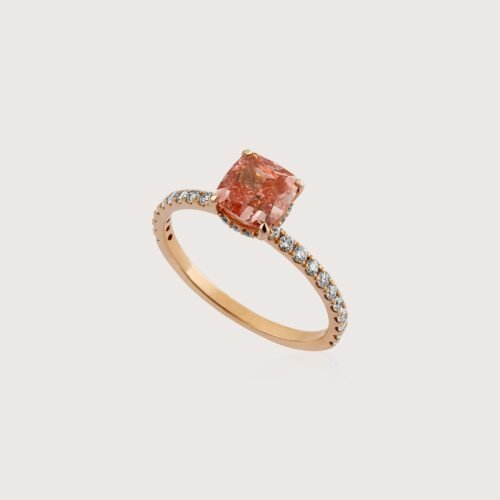 Solitaire Fancy Vivid Pink Princess Diamond Ring