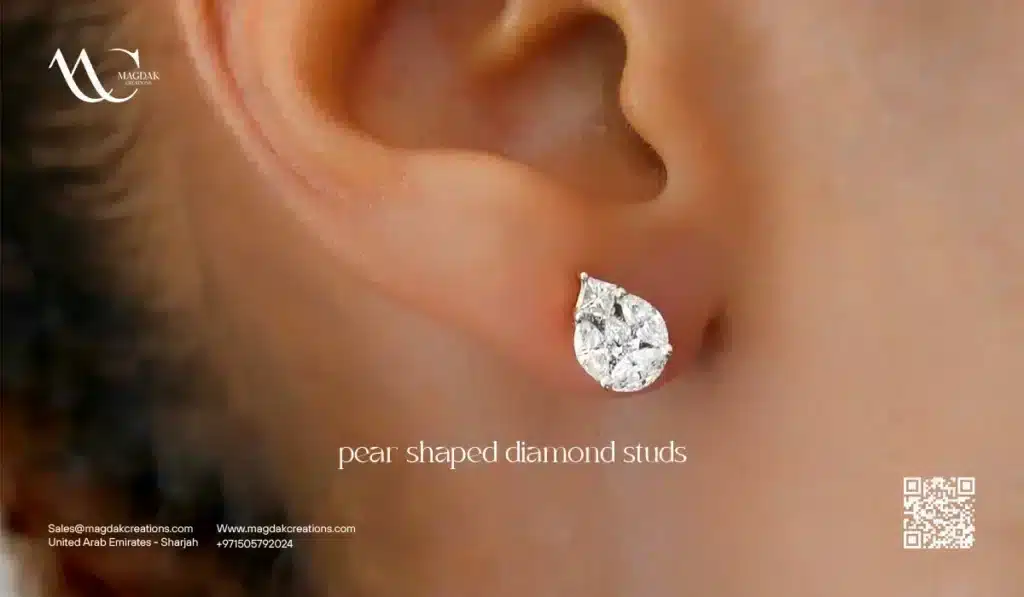 Pear Shaped Diamond Studs: Best Shapes & Prices in Magdak 1 pear shaped diamond studs